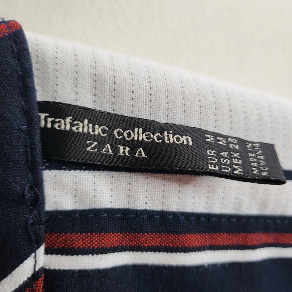 Zara Trafaluc Red, White & Blue Striped Cropped Jacket Size M - Picture 4 of 9